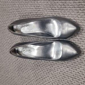 Silver metallic heels
